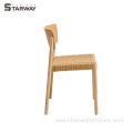 Ratan Living Room Chairs Wooden Dining Chair Weaving